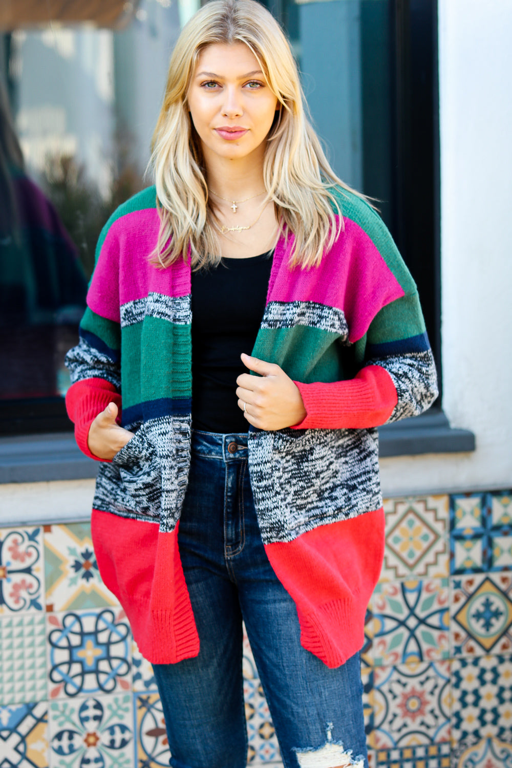 Face The Day Two Tone Cardigan