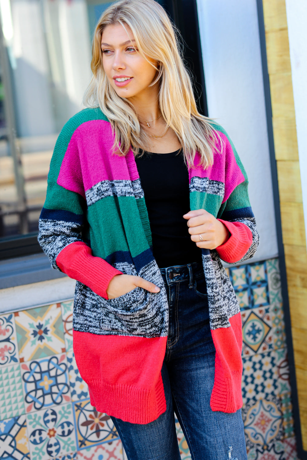 Face The Day Two Tone Cardigan