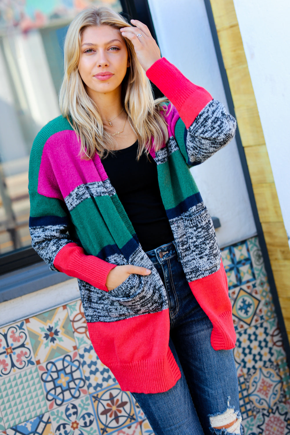 Face The Day Two Tone Cardigan