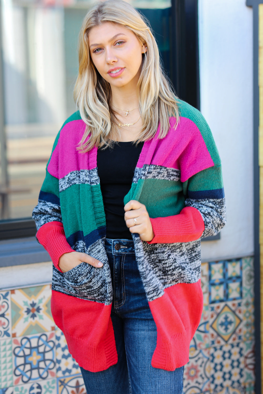 Face The Day Two Tone Cardigan