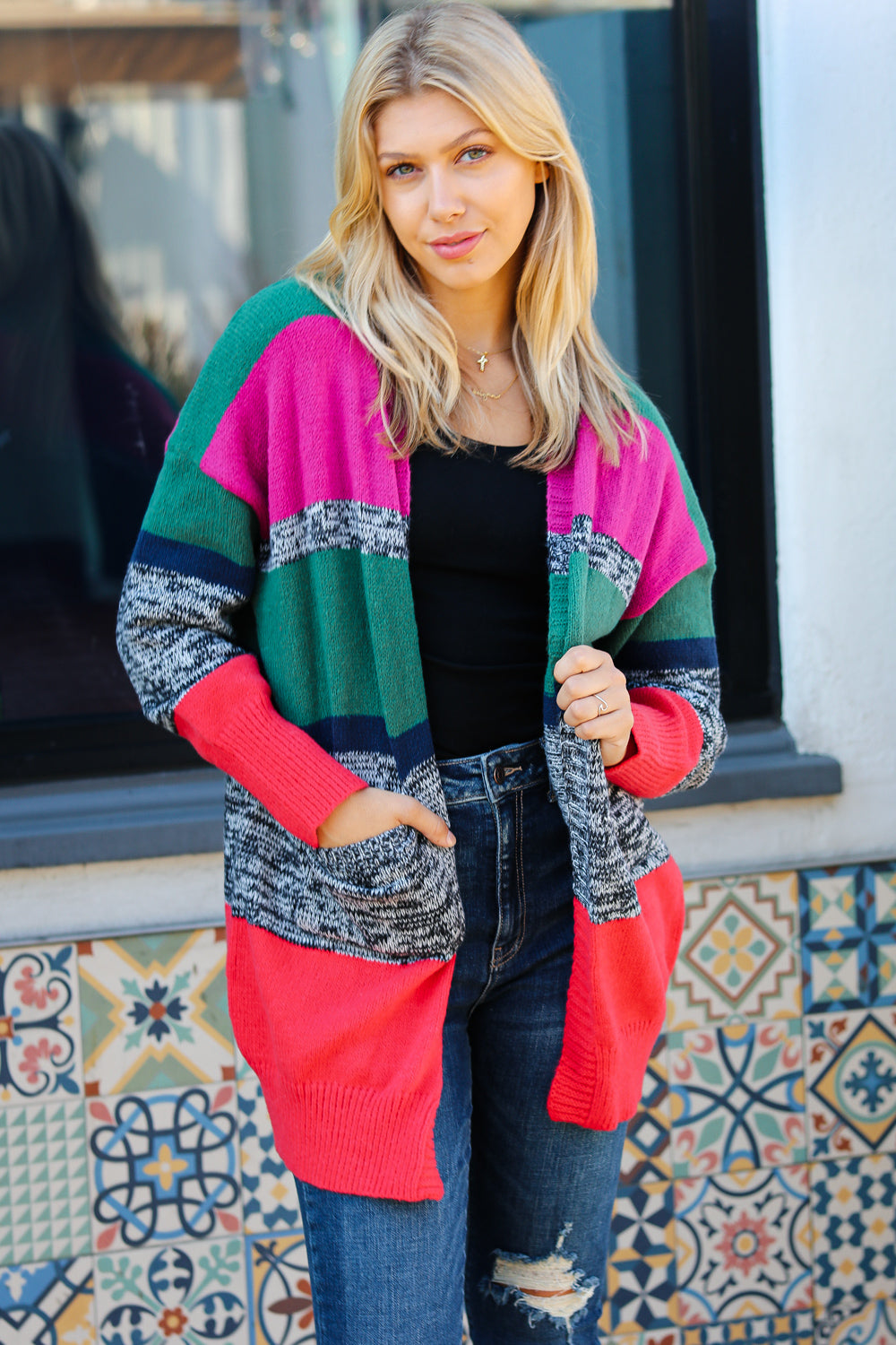 Face The Day Two Tone Cardigan