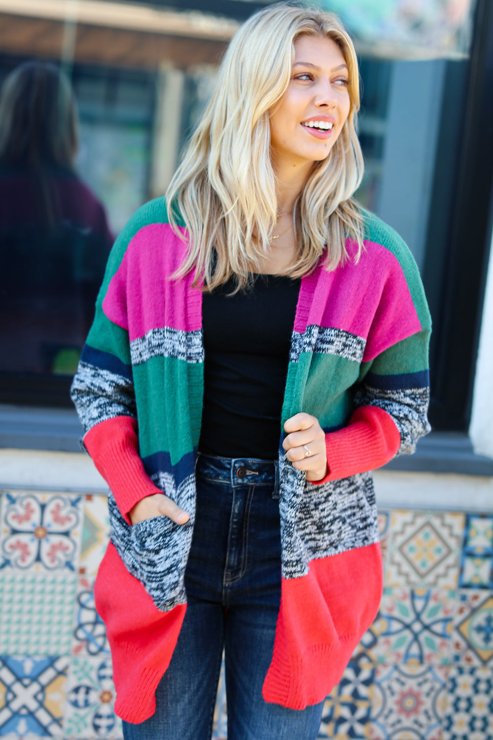Face The Day Two Tone Cardigan