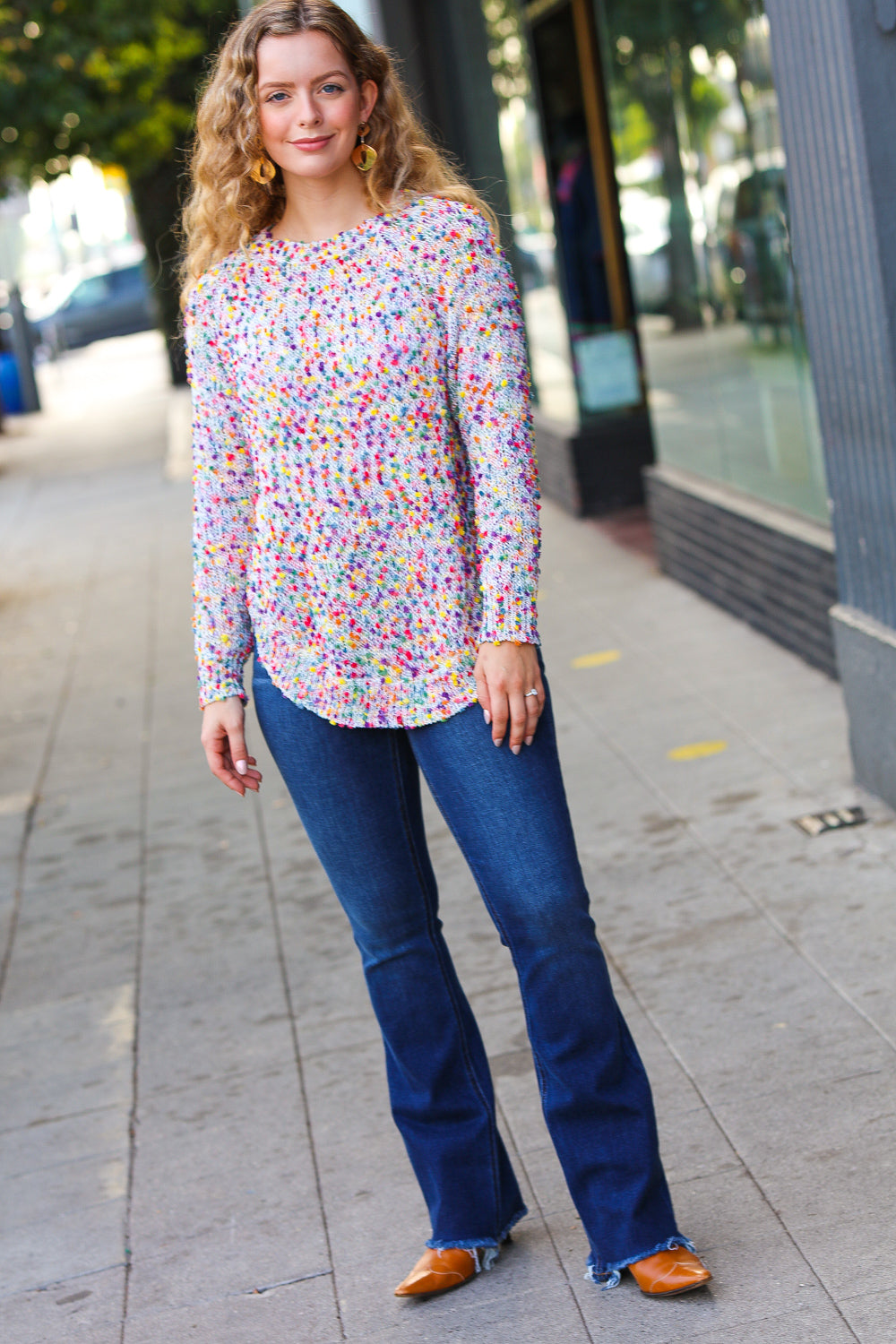 Fruity Pebbles Popcorn Rounded Hem Sweater