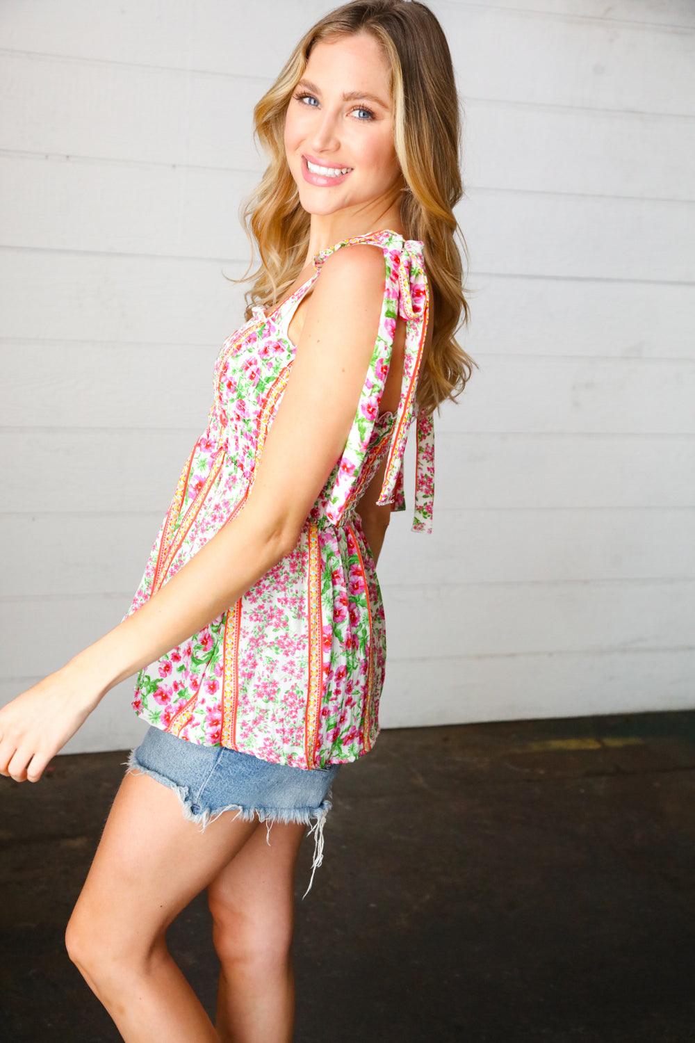 Sweet Valley Smocked Top - Atomic Wildflower