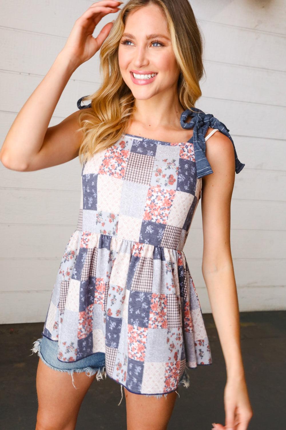 Endless Summer Patchwork Babydoll Top - Atomic Wildflower