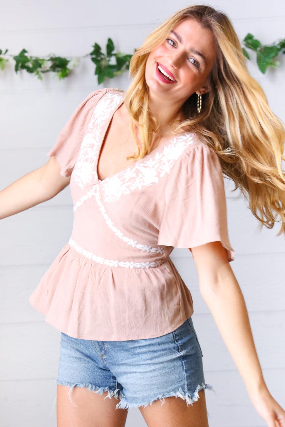 Lille Embroidered Babydoll Top - Atomic Wildflower