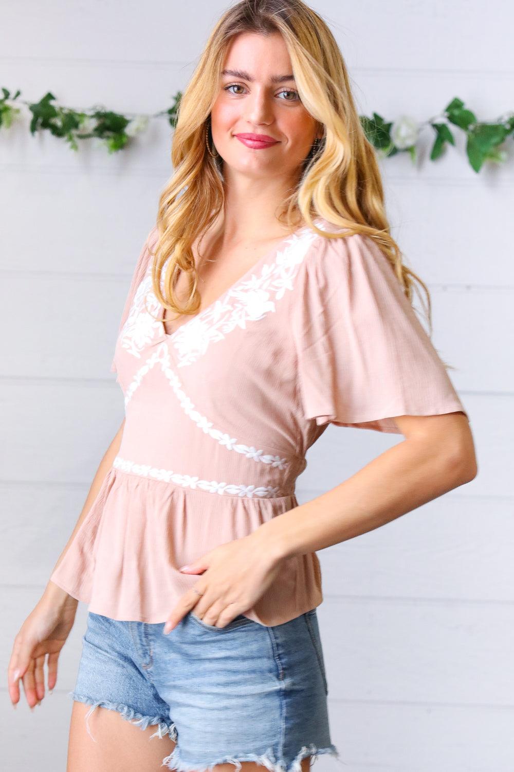 Lille Embroidered Babydoll Top - Atomic Wildflower