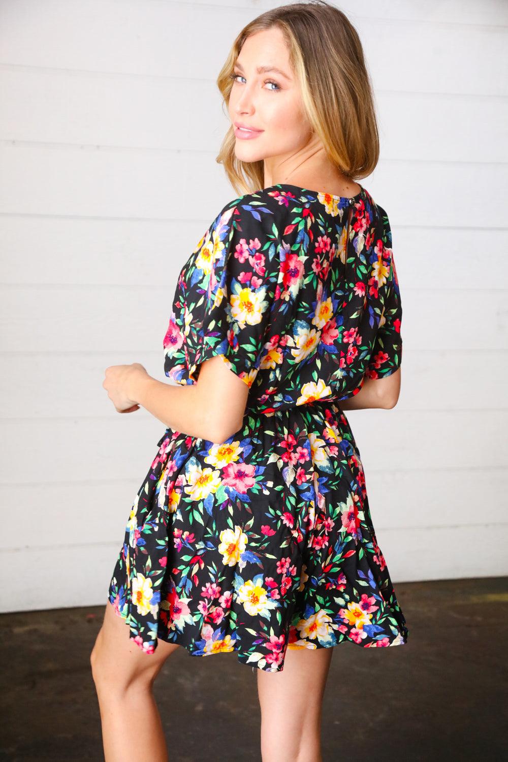 Summer Stroll Surplice Romper - Atomic Wildflower