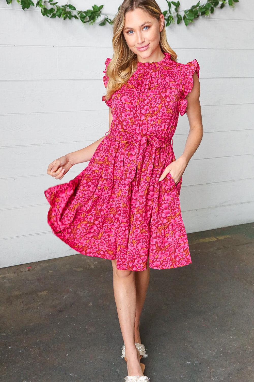 Dawn Floral Ruffle Frill Dress - Atomic Wildflower
