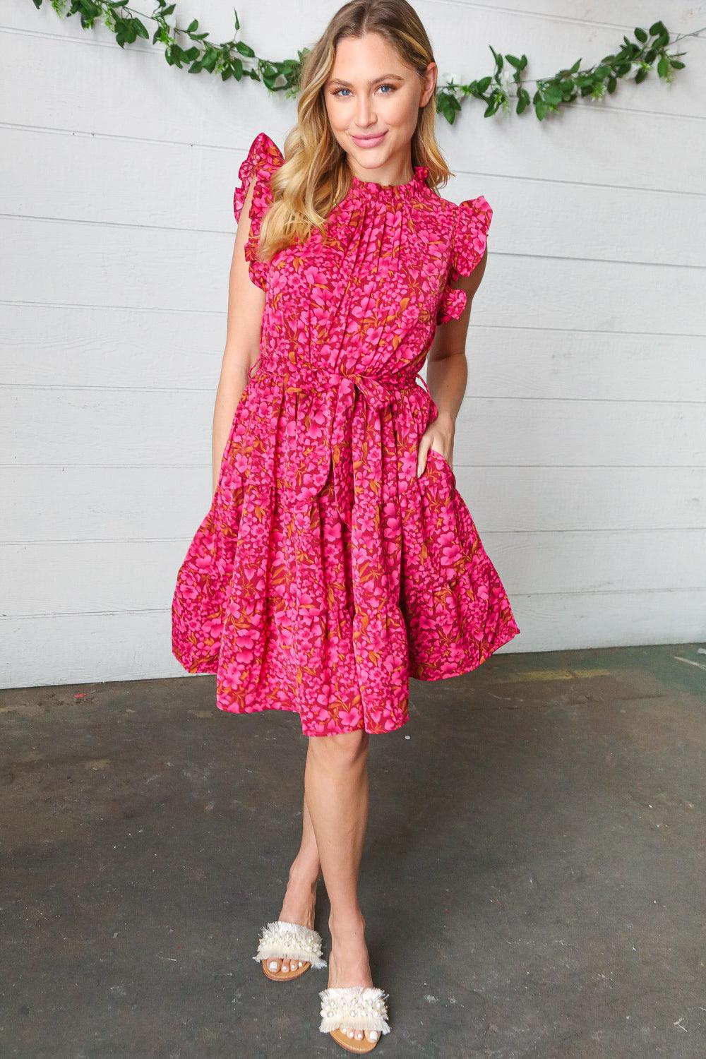 Dawn Floral Ruffle Frill Dress - Atomic Wildflower