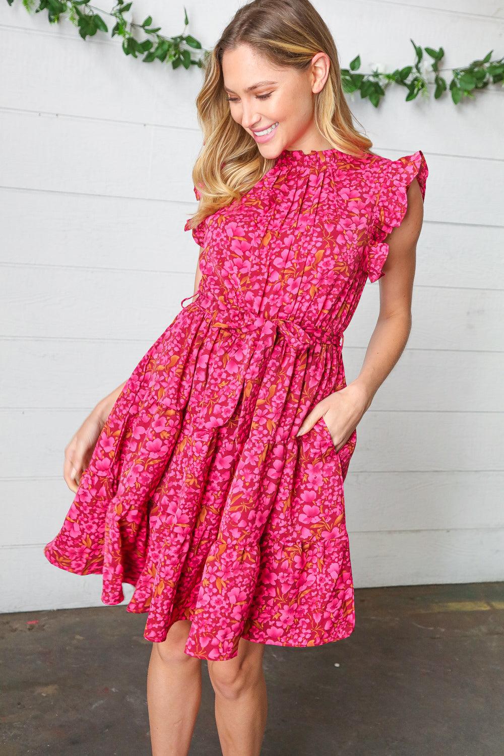 Dawn Floral Ruffle Frill Dress - Atomic Wildflower