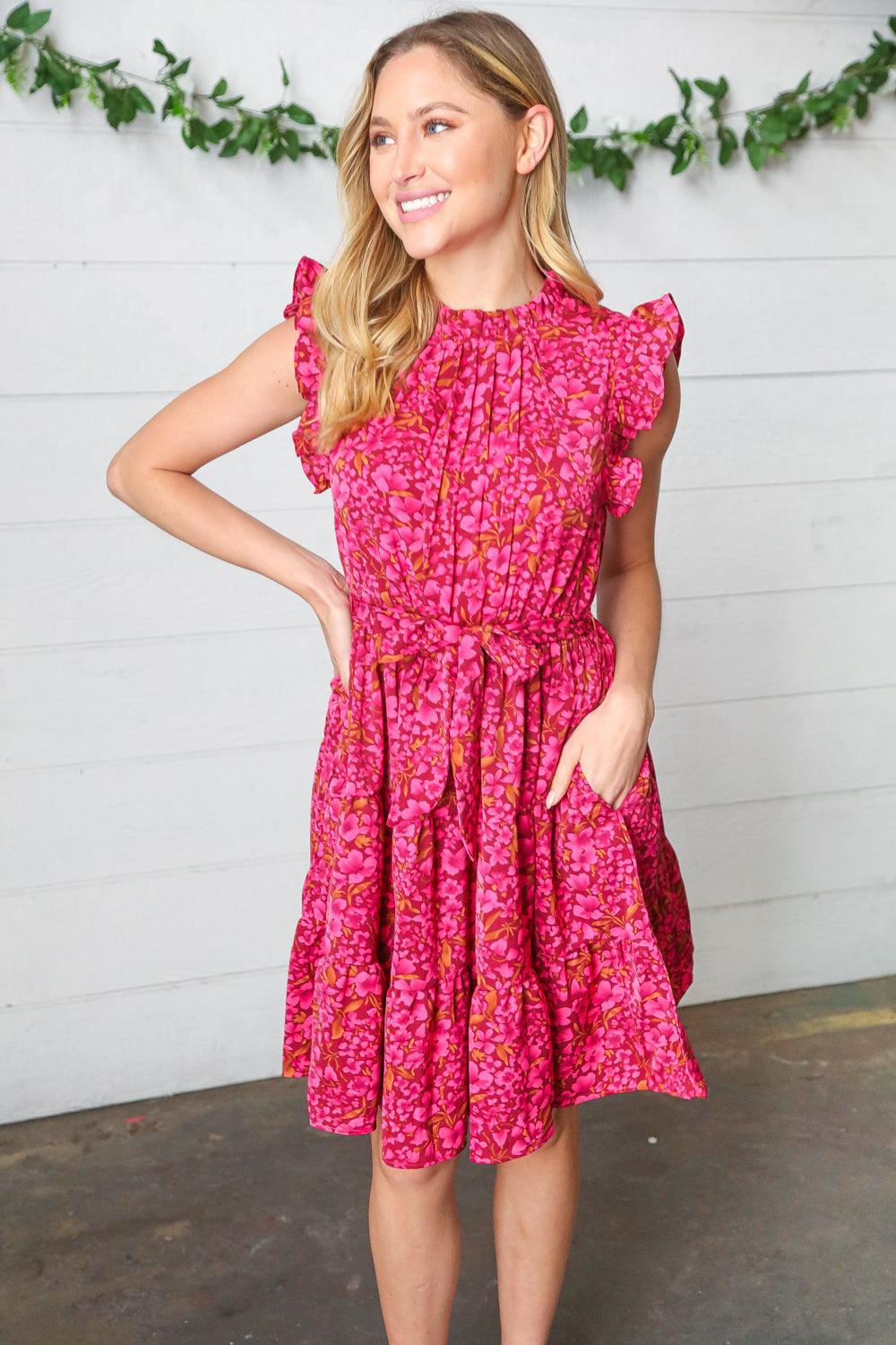 Dawn Floral Ruffle Frill Dress - Atomic Wildflower