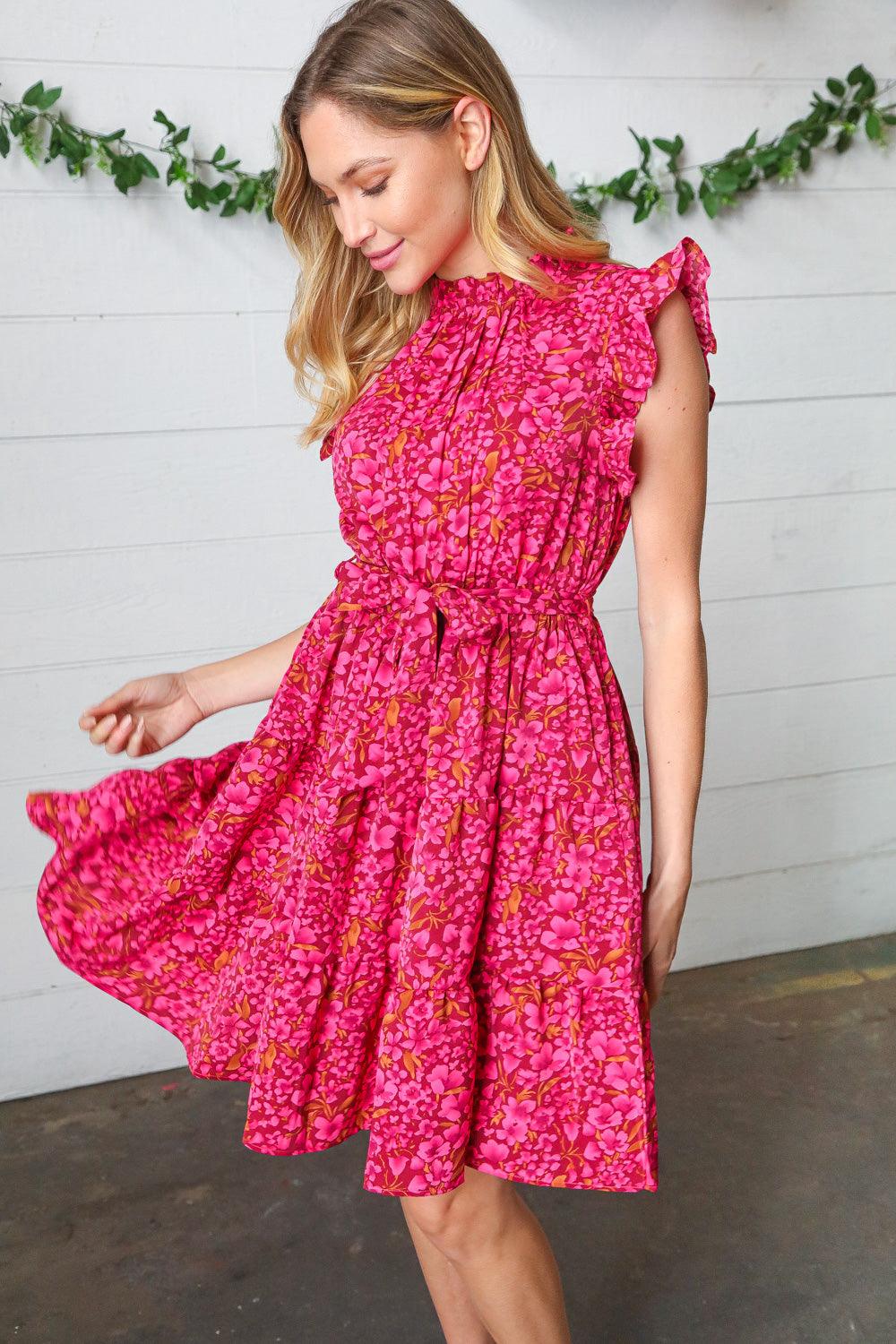 Dawn Floral Ruffle Frill Dress - Atomic Wildflower