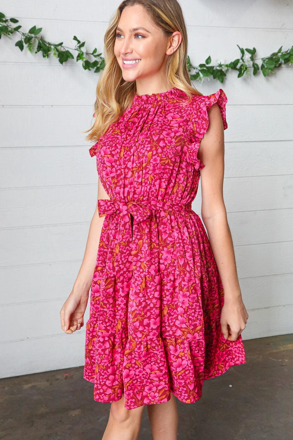 Dawn Floral Ruffle Frill Dress - Atomic Wildflower