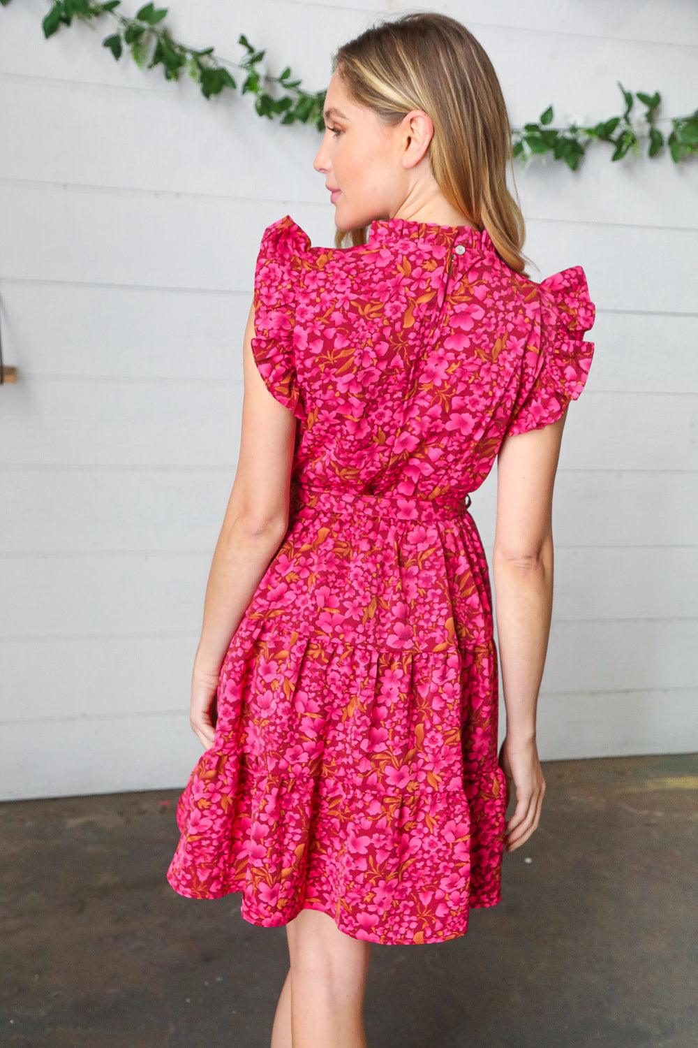 Dawn Floral Ruffle Frill Dress - Atomic Wildflower