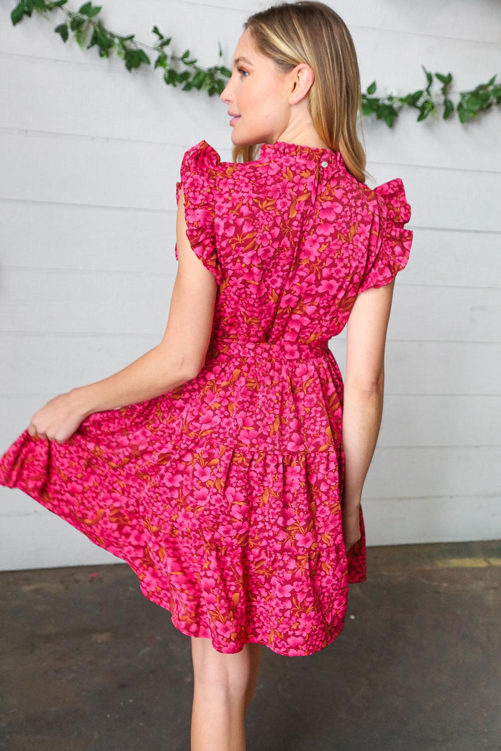 Dawn Floral Ruffle Frill Dress - Atomic Wildflower
