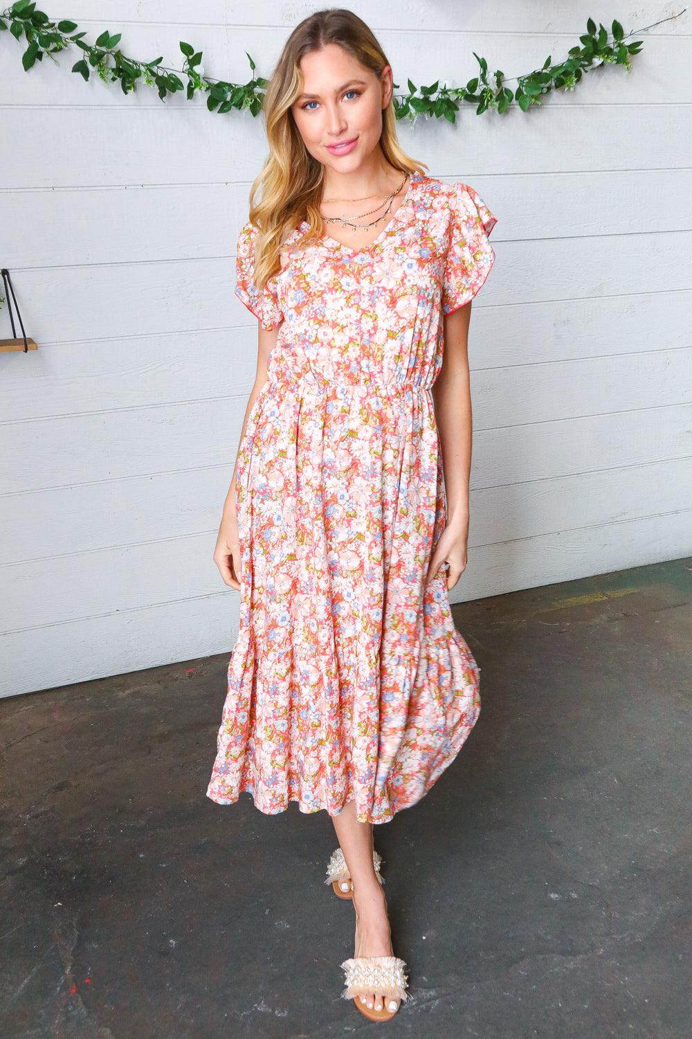 Have It All Boho Ruffle Midi Dress