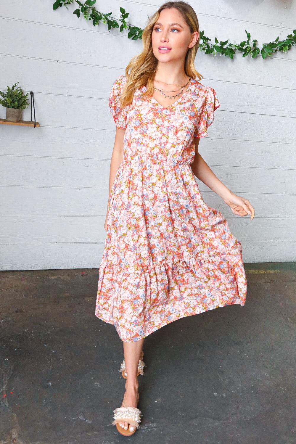 Have It All Boho Ruffle Midi Dress