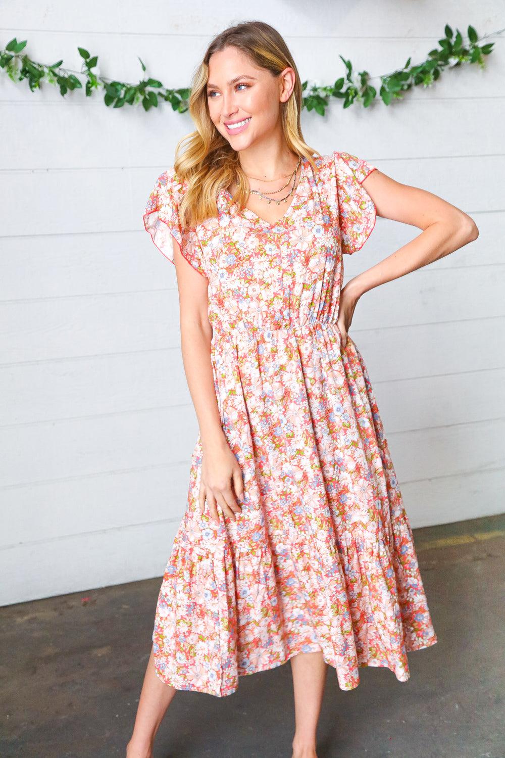 Have It All Boho Ruffle Midi Dress