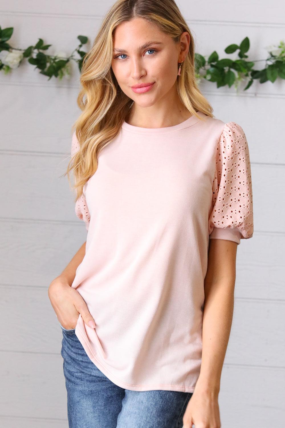 Weekday Puff Sleeve French Terry Top - Atomic Wildflower