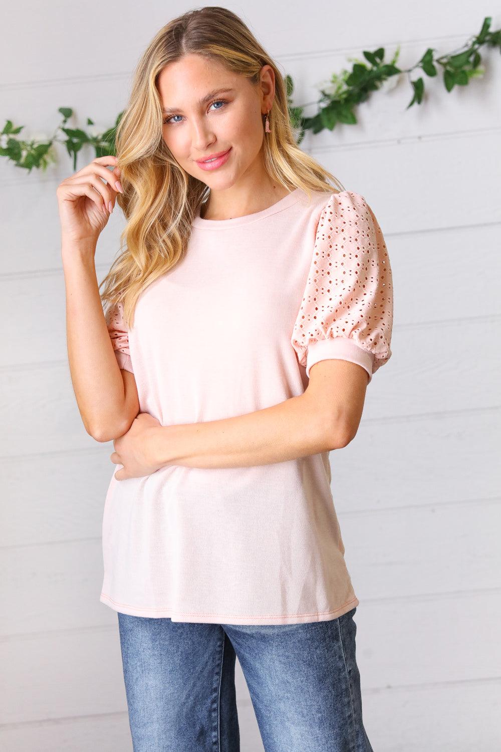 Weekday Puff Sleeve French Terry Top - Atomic Wildflower