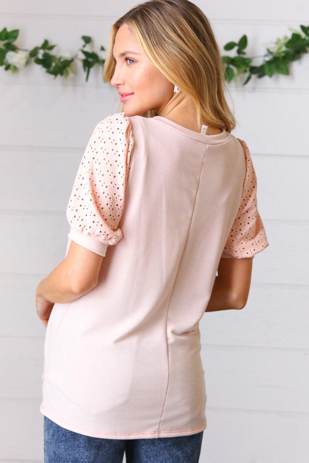 Weekday Puff Sleeve French Terry Top - Atomic Wildflower