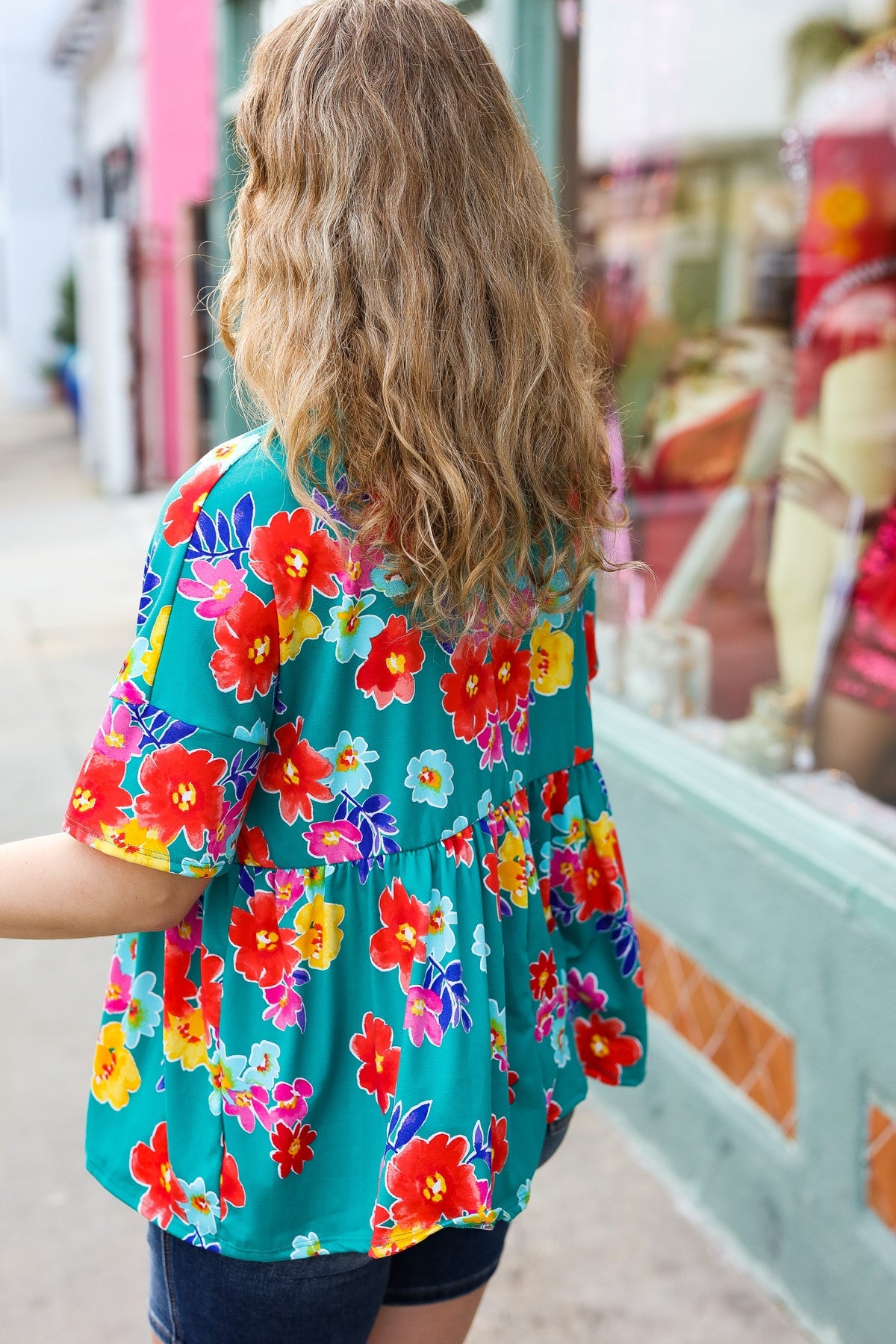 Take Me Away Retro Floral Babydoll Top
