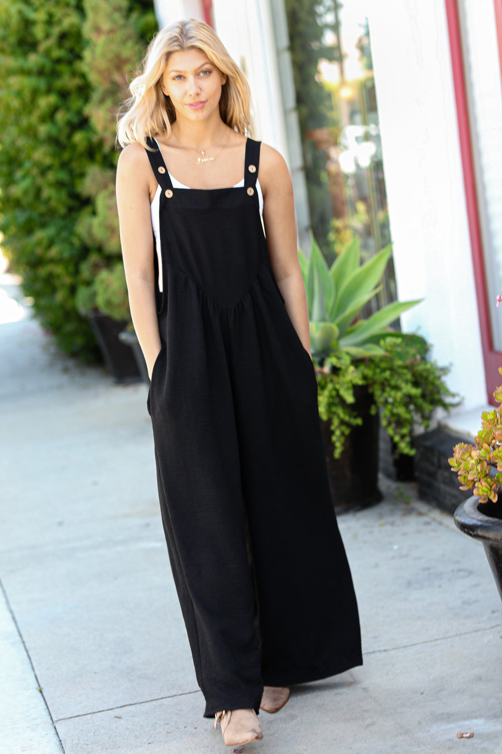 Float Away Wide Leg Overalls • Black