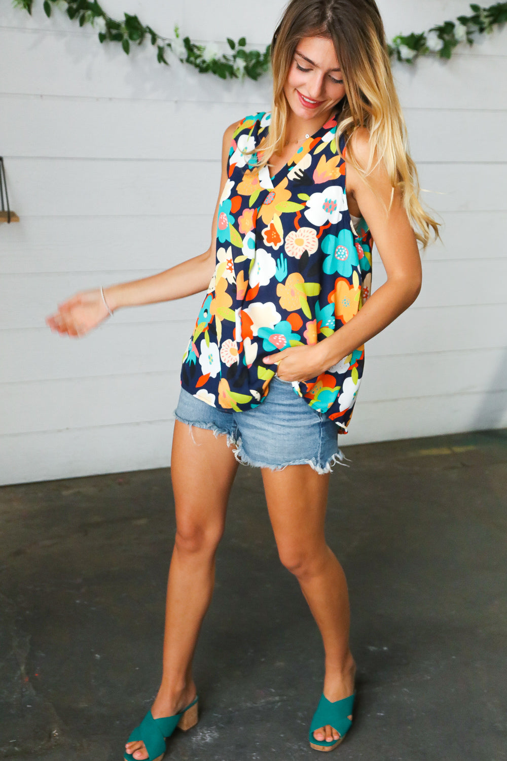 Rumor Has It Sleeveless Top - Atomic Wildflower