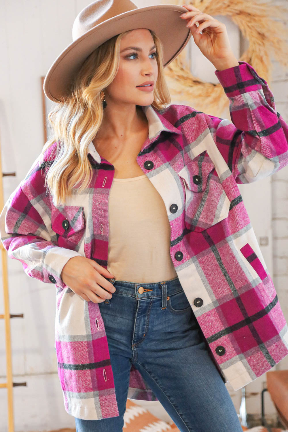 Mary Plaid Flannel Button Down Oversized Shacket