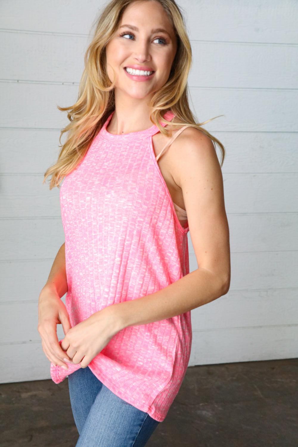 Charlie Sleeveless Halter Top - Atomic Wildflower