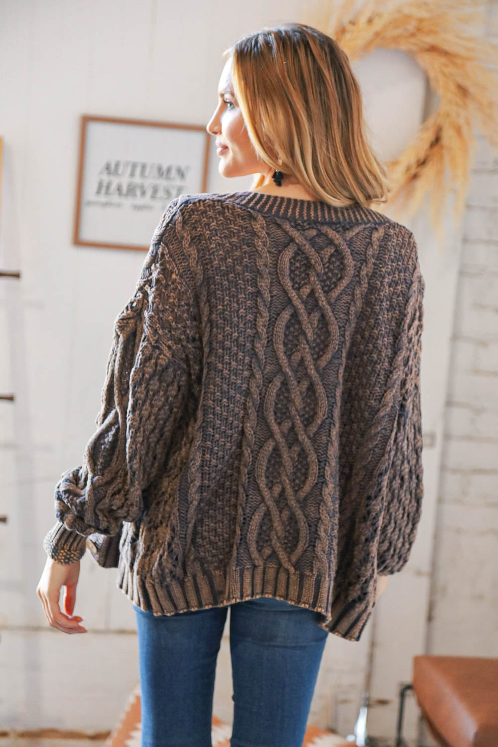 Sister Luck Cable Knit Cropped Cardigan