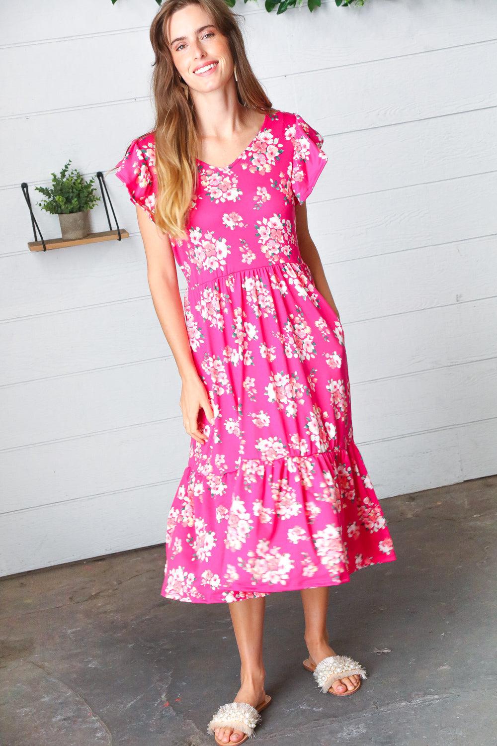 Really Into You Ruffle Midi Dress - Atomic Wildflower