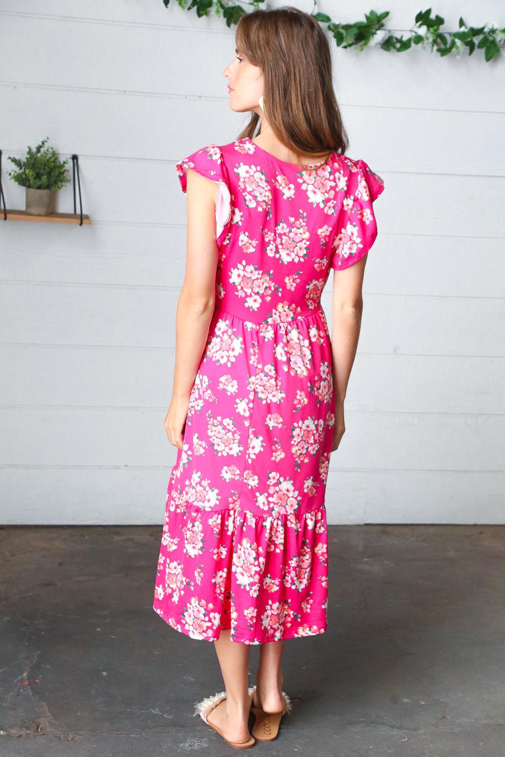 Really Into You Ruffle Midi Dress - Atomic Wildflower