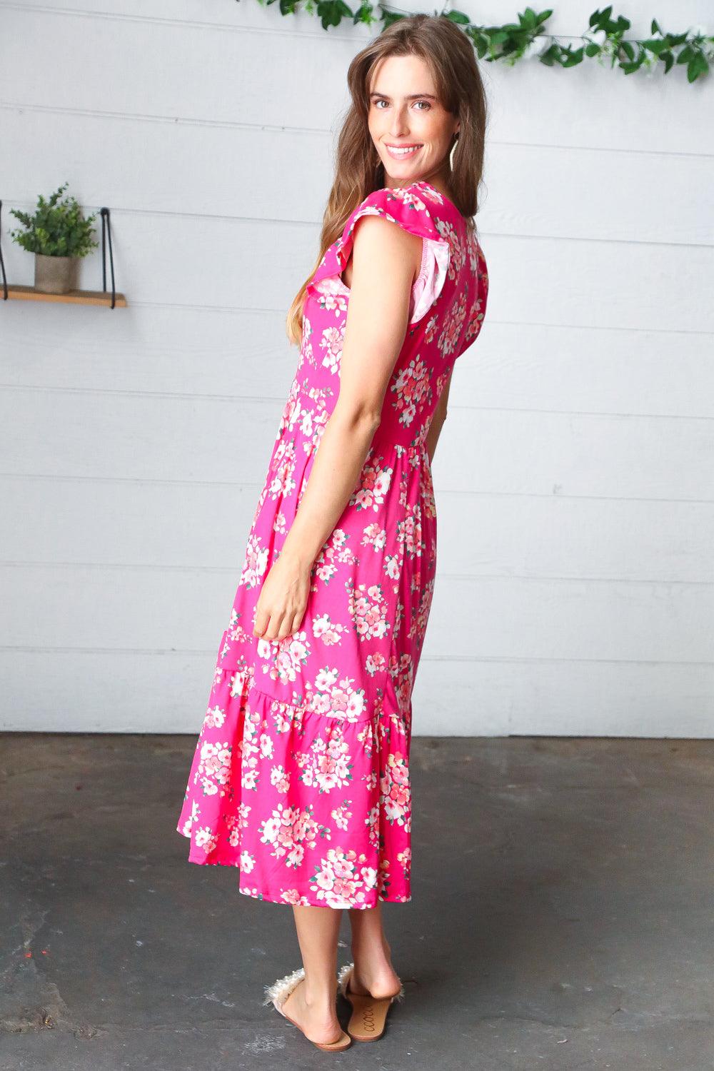 Really Into You Ruffle Midi Dress - Atomic Wildflower