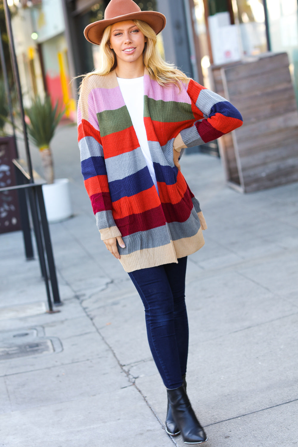 Just A Dream Striped Slouchy Cardigan