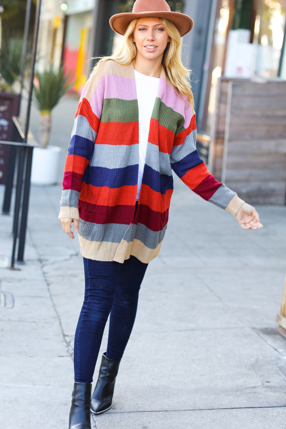 Just A Dream Striped Slouchy Cardigan