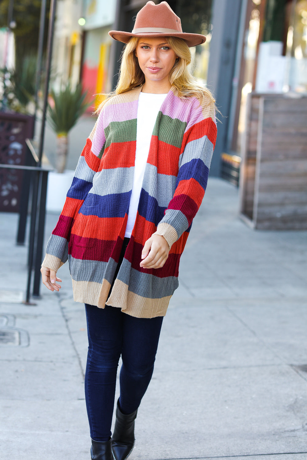 Just A Dream Striped Slouchy Cardigan