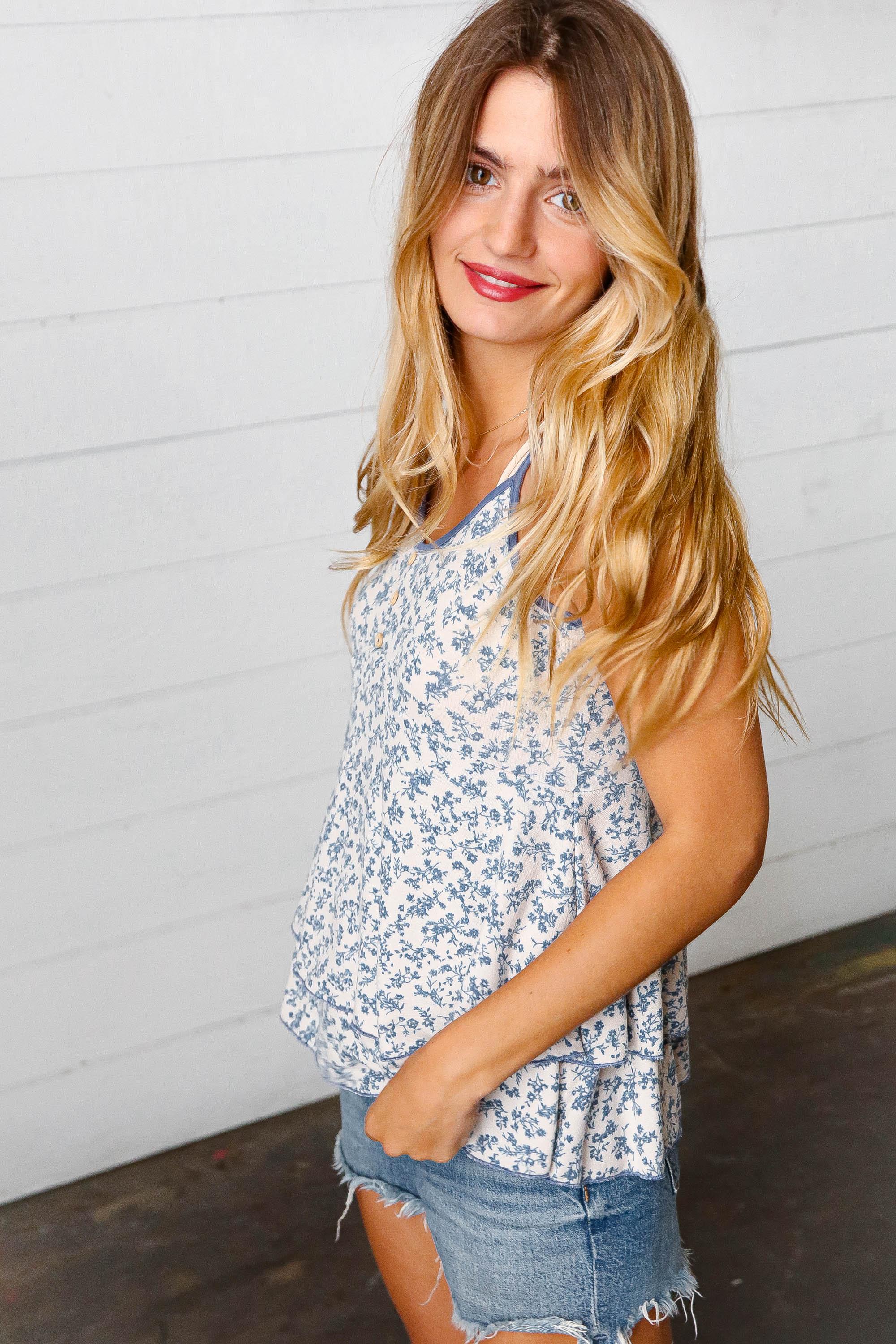 Sundown Floral Babydoll Top - Atomic Wildflower
