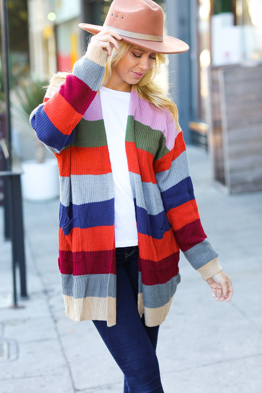 Just A Dream Striped Slouchy Cardigan