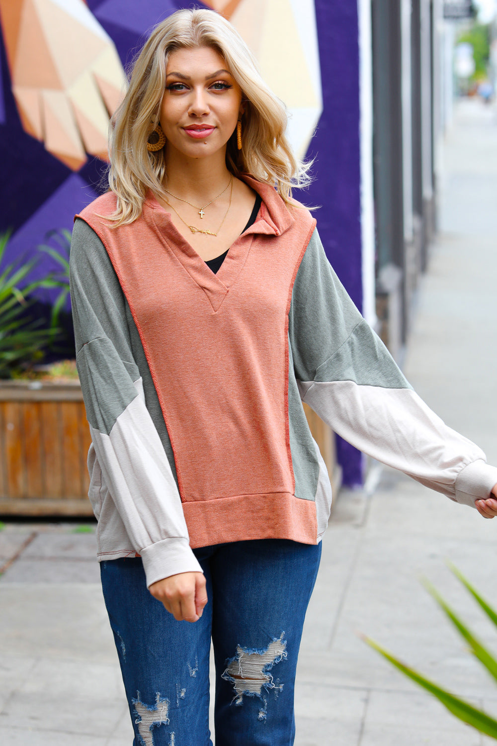 Weekend Bliss Color Block Top