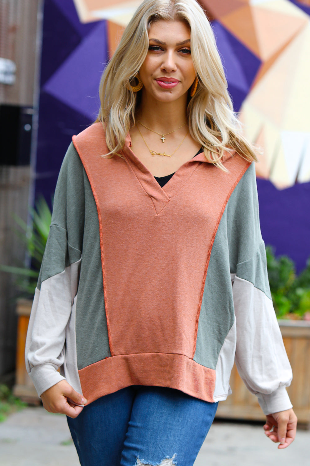 Weekend Bliss Color Block Top