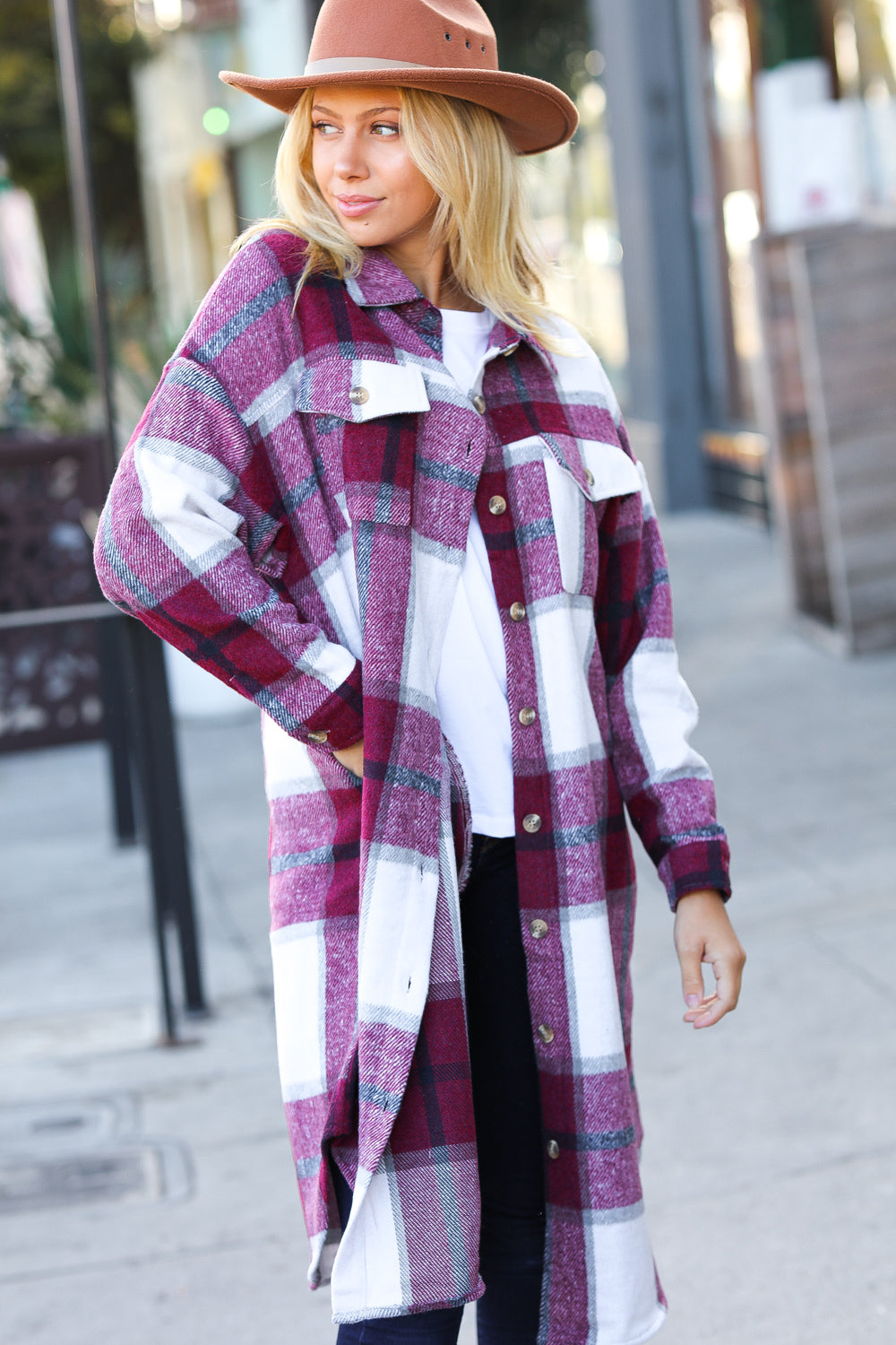 Eyes On You Plaid Longline Jacket