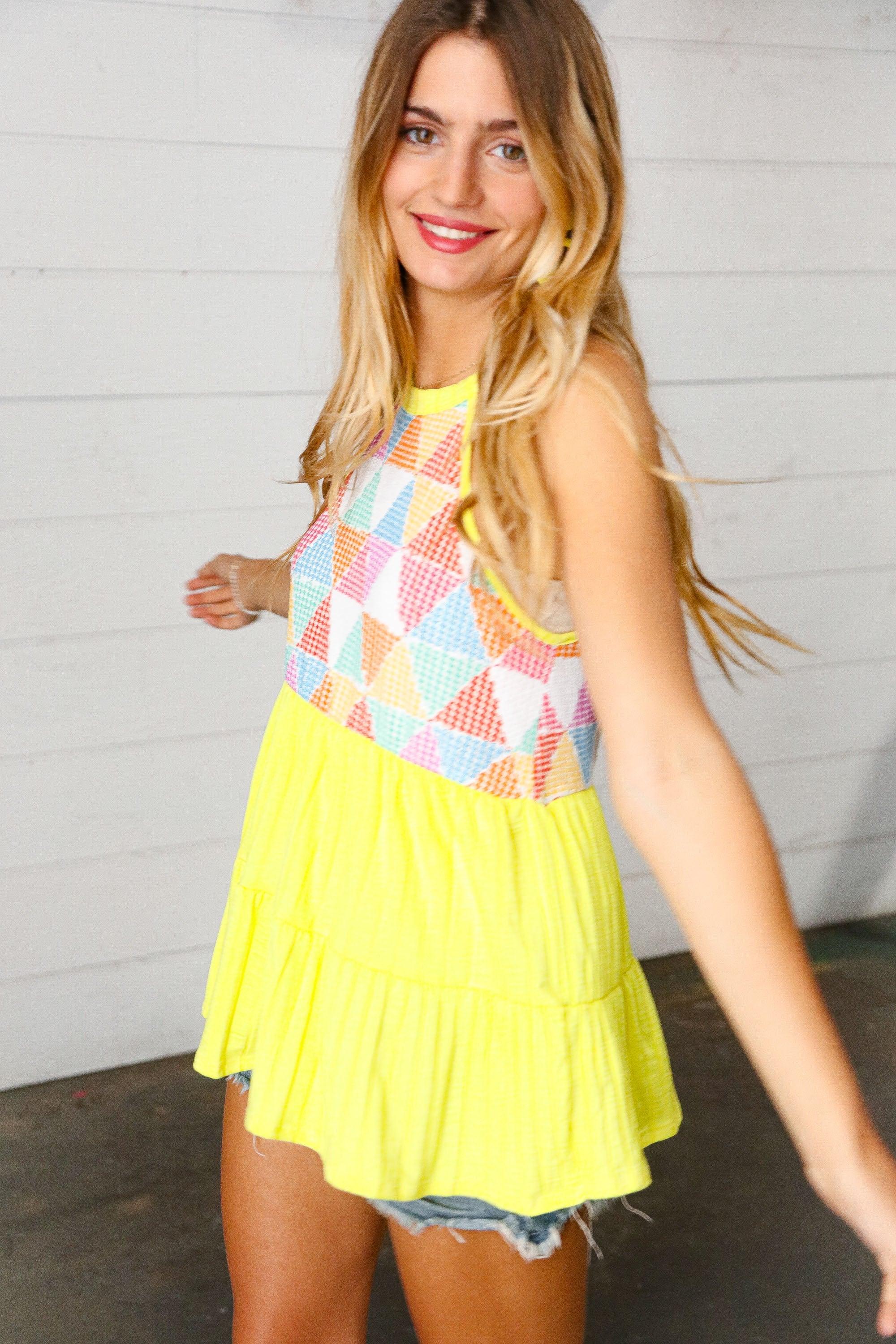 Look Into The Sun Babydoll Halter Top - Atomic Wildflower
