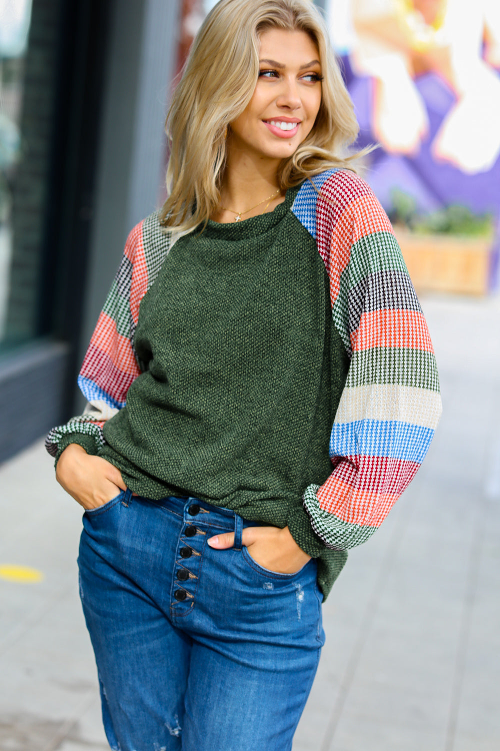 Carry On Striped Sleeve Knit Top
