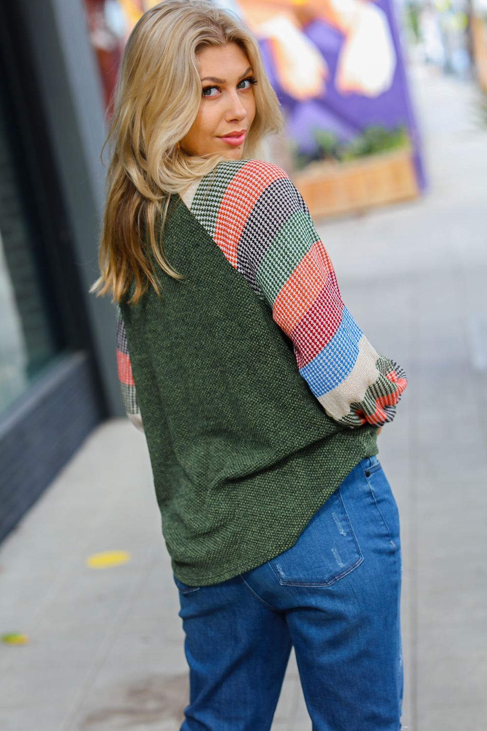 Carry On Striped Sleeve Knit Top