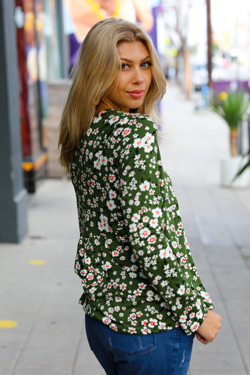 Picking Daisies Floral Print Babydoll Top