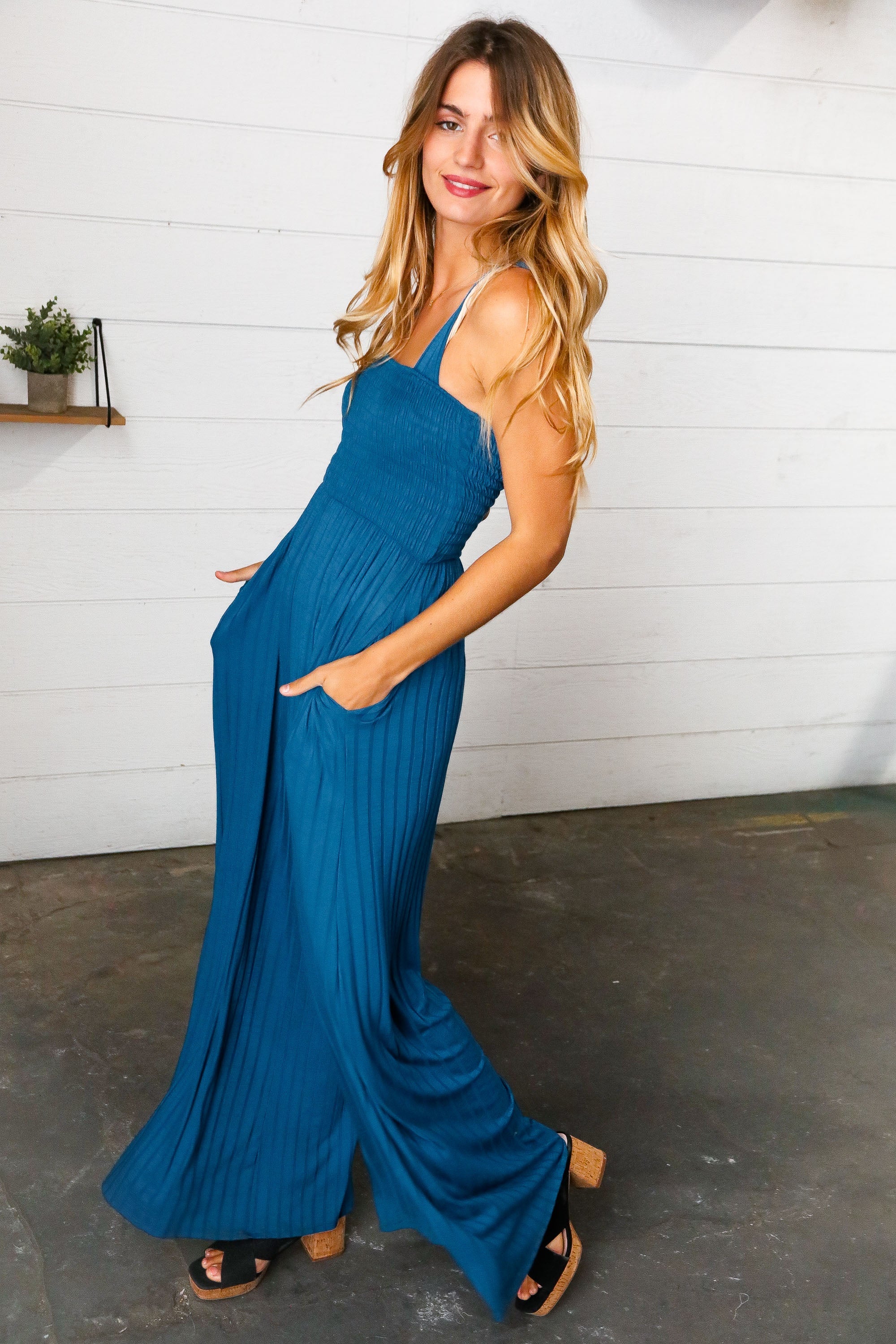 Nova Smocked Wide Leg Jumpsuit - Atomic Wildflower