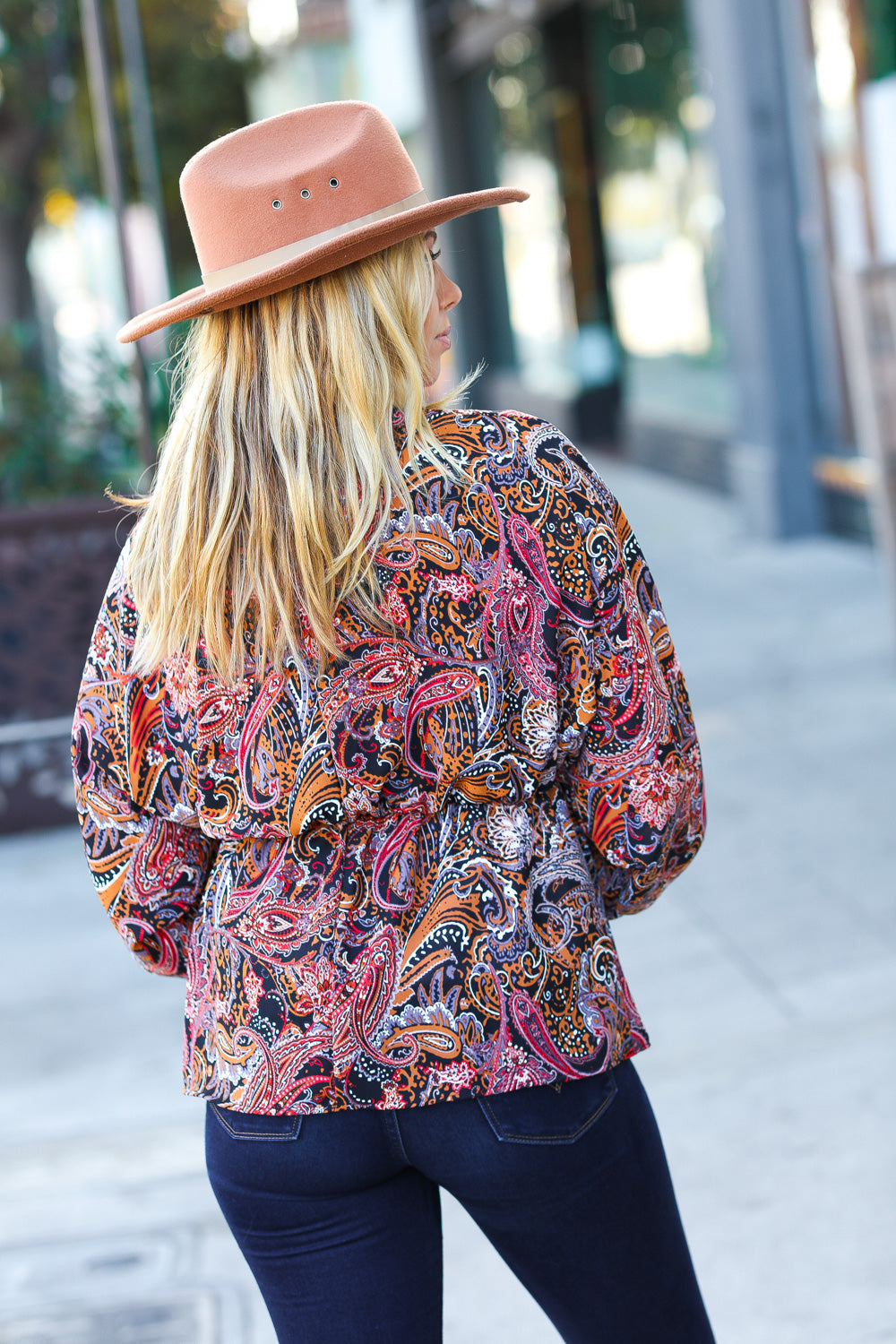 Putting It Paisley Surplice Peplum Top