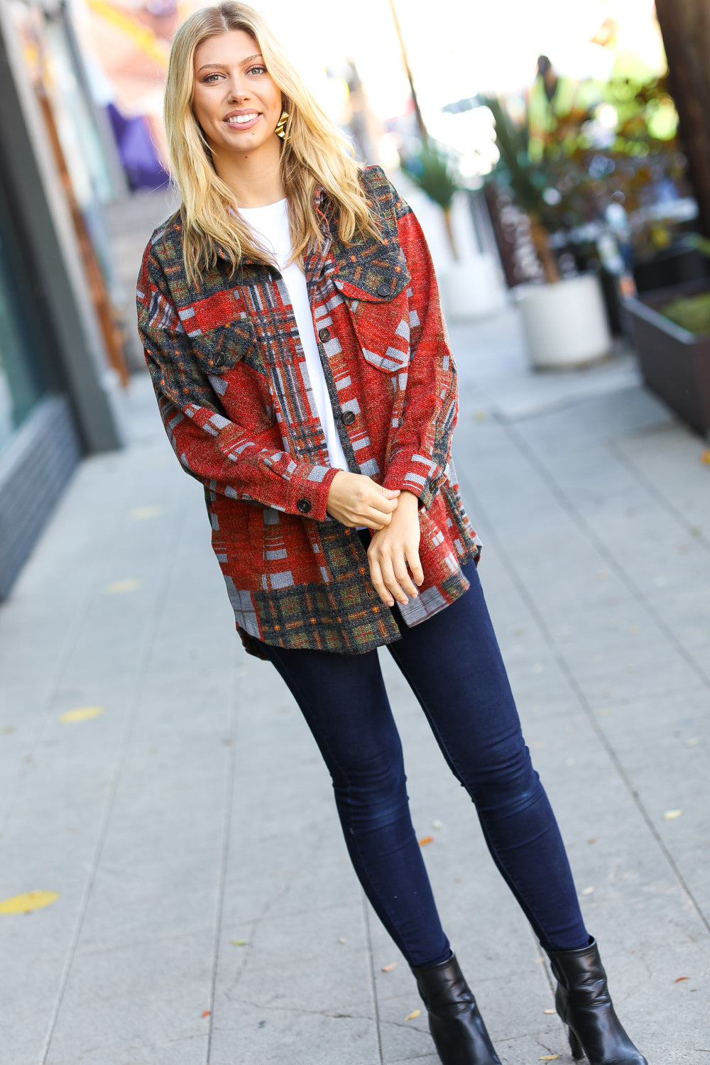 All I Have Plaid Jacquard Oversize Shacket
